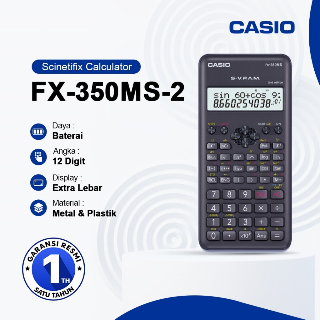 

Casio Calculator FX-350MS-2 Scientific Kalkulator FX350MS 2nd Edition Ilmiah - Garansi Resmi