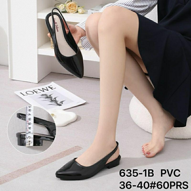FLAT SHOES KARET JELLY WANITA TALI BELAKANG BALANCE 635