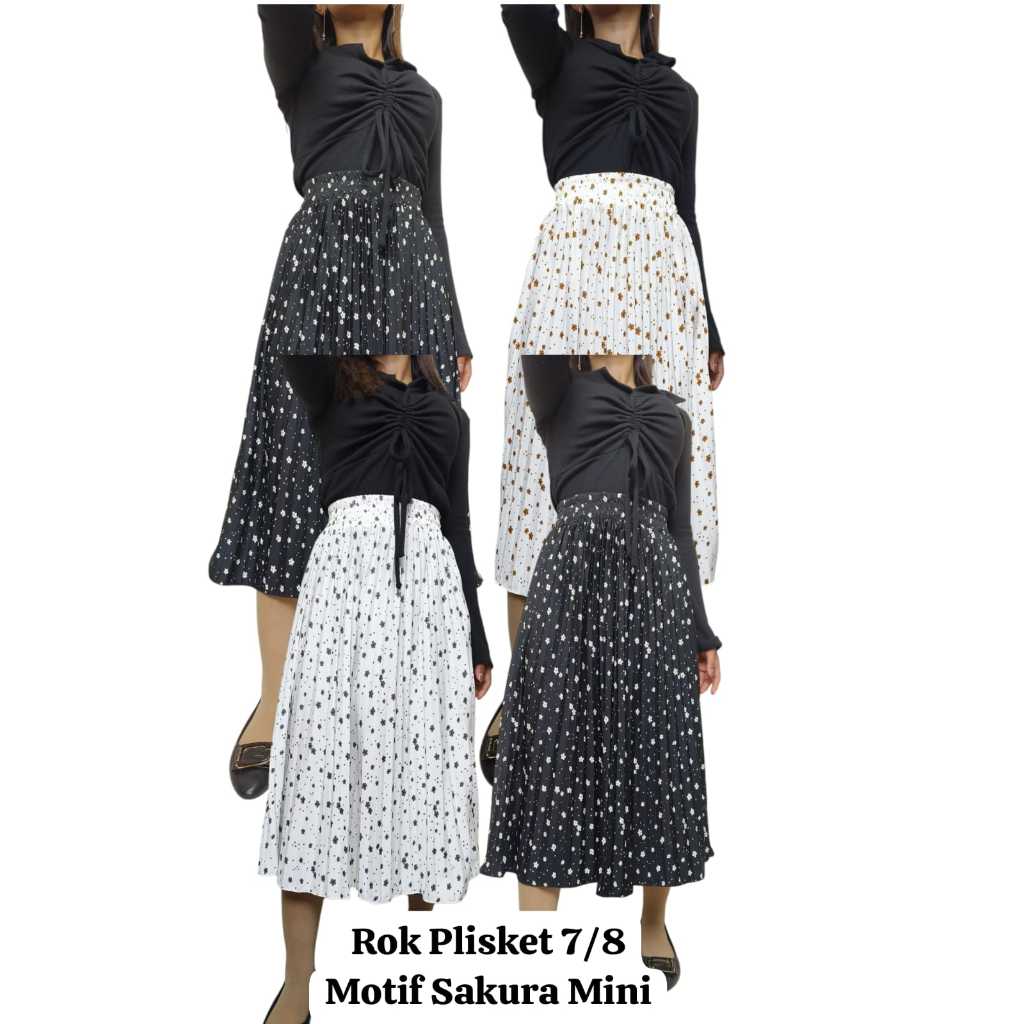 Rok Plisket 7/8 Motif Sakura Mini