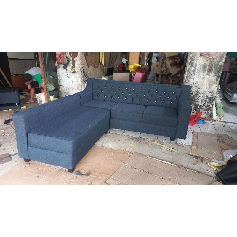 sofa l putus minimalis kancing