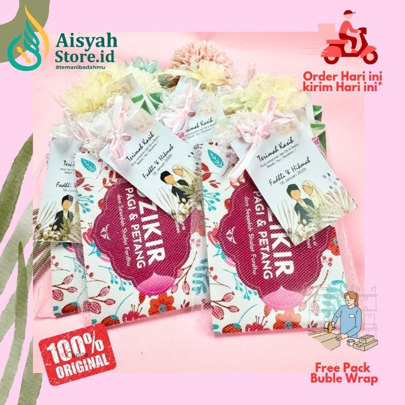 souvenir pernikahan buku zikir pakai pouch tile