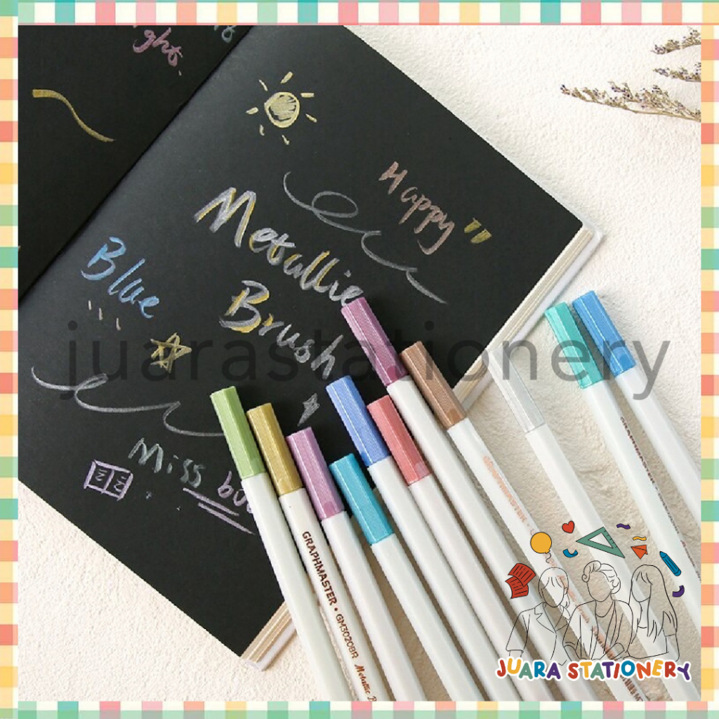 

810 - Brush Pen Metallic / Spidol Jurnal Journaling Kaligrafi Calligraphy Marker