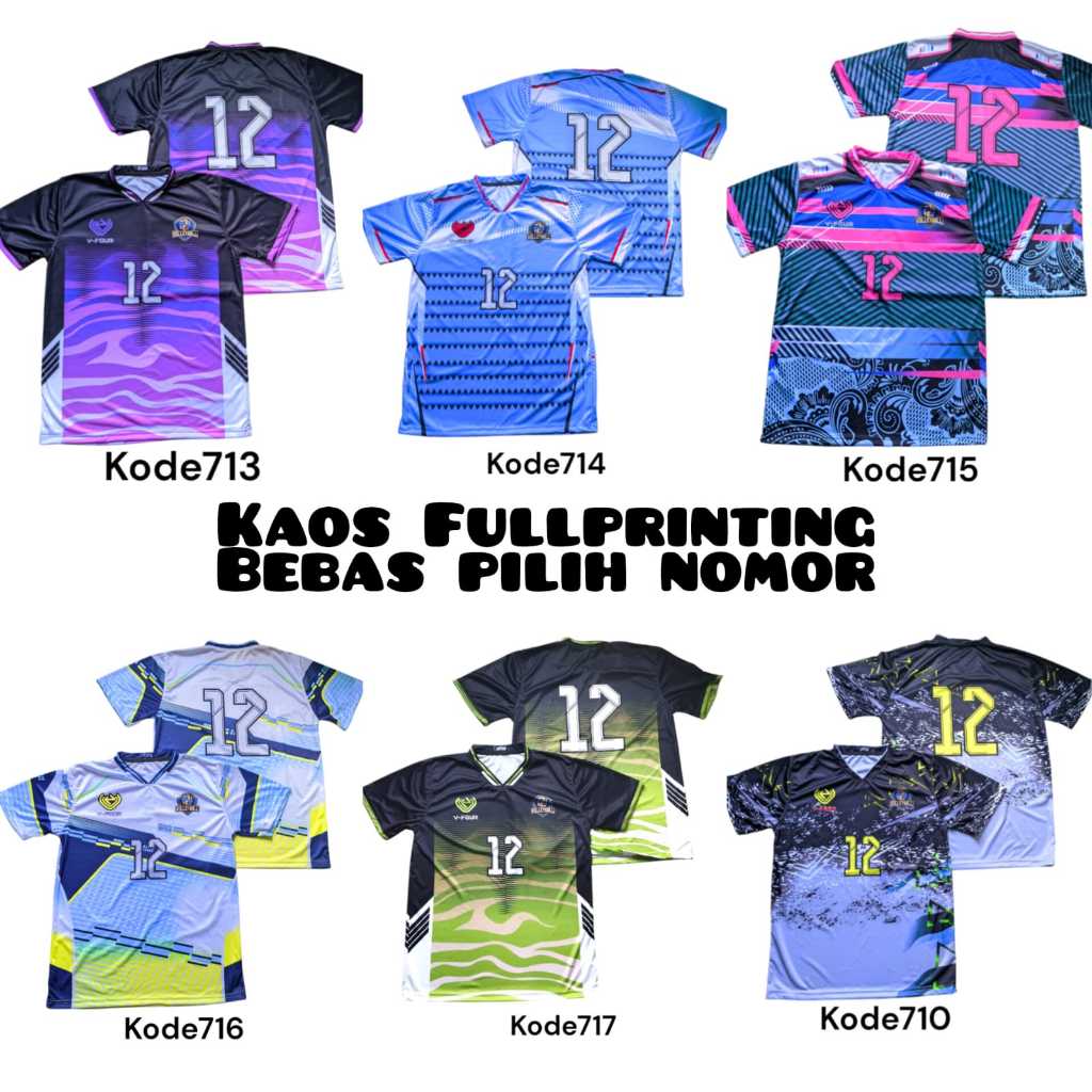 Jersey voli kaos volly atasan olahraga fullprinting gratis nomor 1-12 putra putri terbaru 713