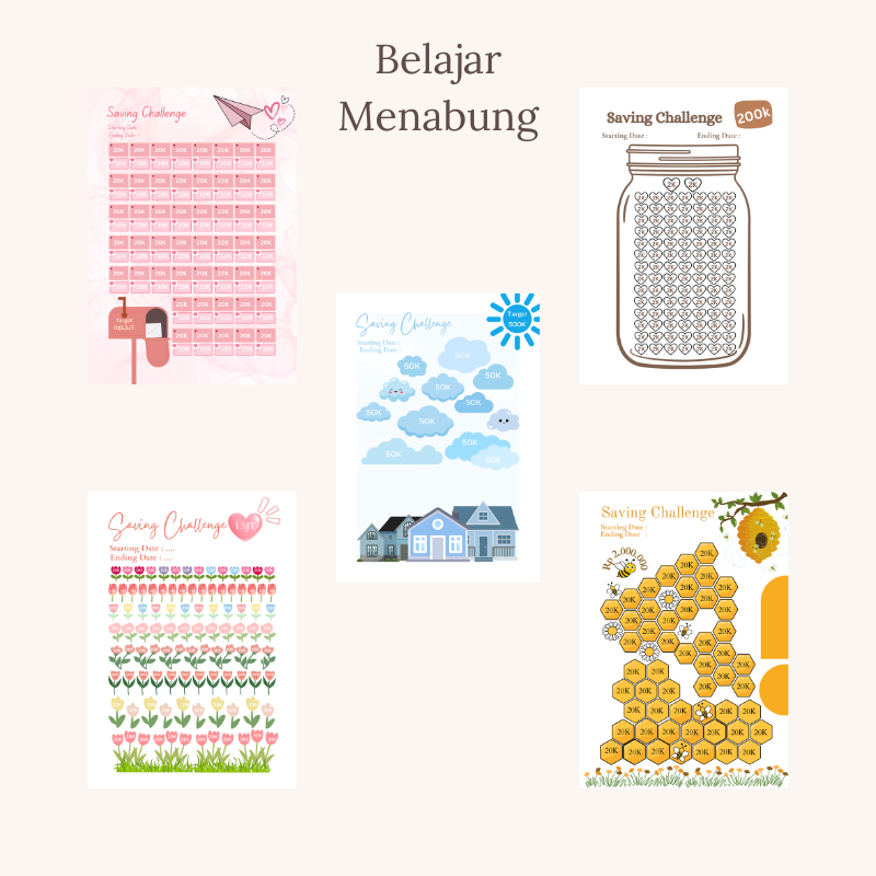 

Belajar menabung isi binder saving challenge A5 A6 Campur Desain