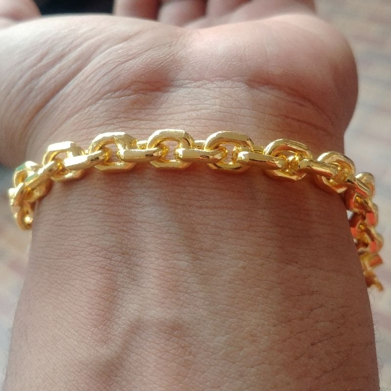 Gelang Nori Jumbo Tebal Lapis Emas Goldplated Rante Kapal Rantai Nuri Medan