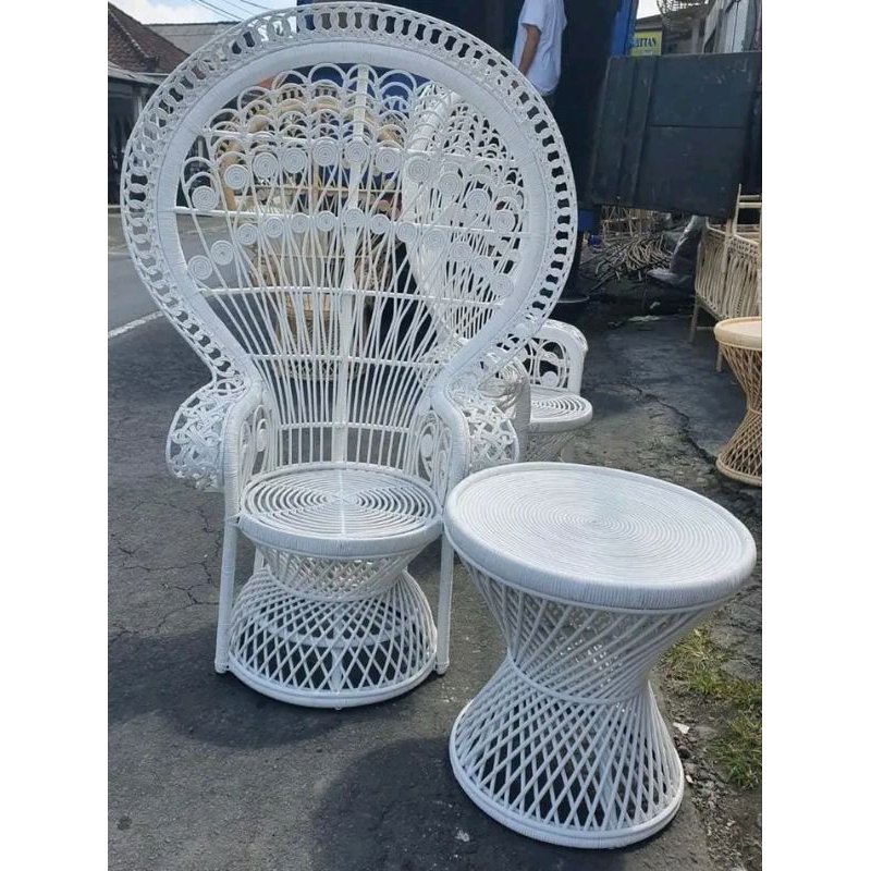 Kursi Raja Rotan/Kursi Merak Rotan/Kursi Pelaminan Nikahan Rotan