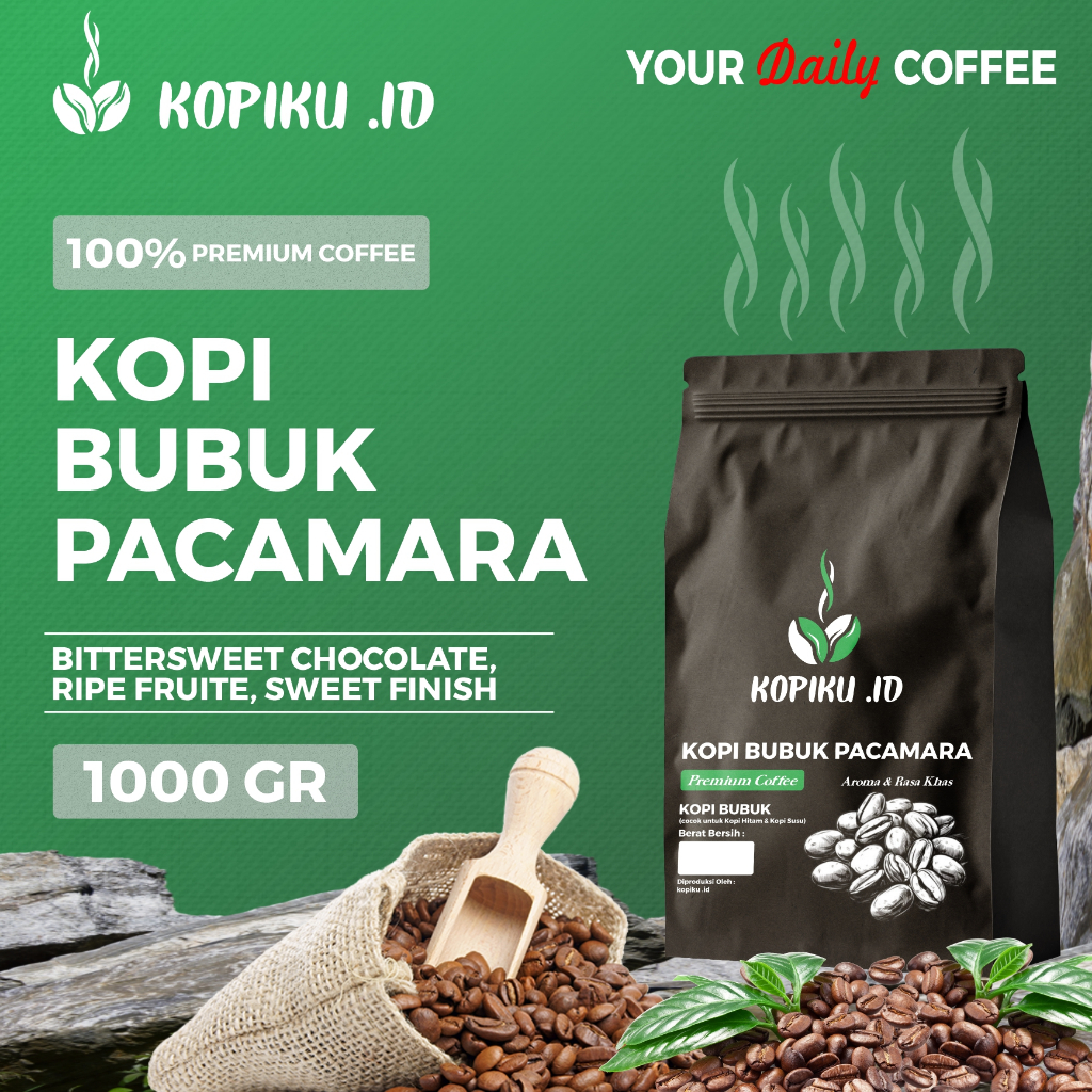 

Kopiku.id - Bubuk kopi Pacamara Premium Siap Seduh 1000gr