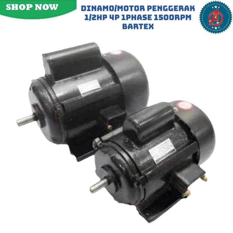 Dinamo / Motor Penggerak 1/2 HP 4P 1 Phase 1500 RPM Bartex