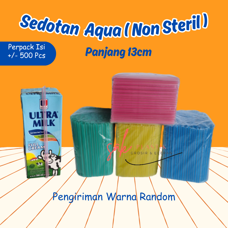 Sedotan Aqua Teh Gelas 4mm Kecil Panjang 13cm l Sedotan Plastik Warna