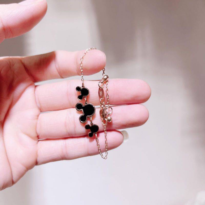 Gelang 3Mickey  2kait bisa serut kait emas titanium