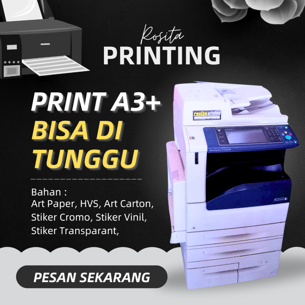 

CETAK A3+ MURAH / PRINT A3+ 1 SISI DAN 2 SISI / KERTAS HVS / KERTAS ART PAPER / KERTAS ART CARTON