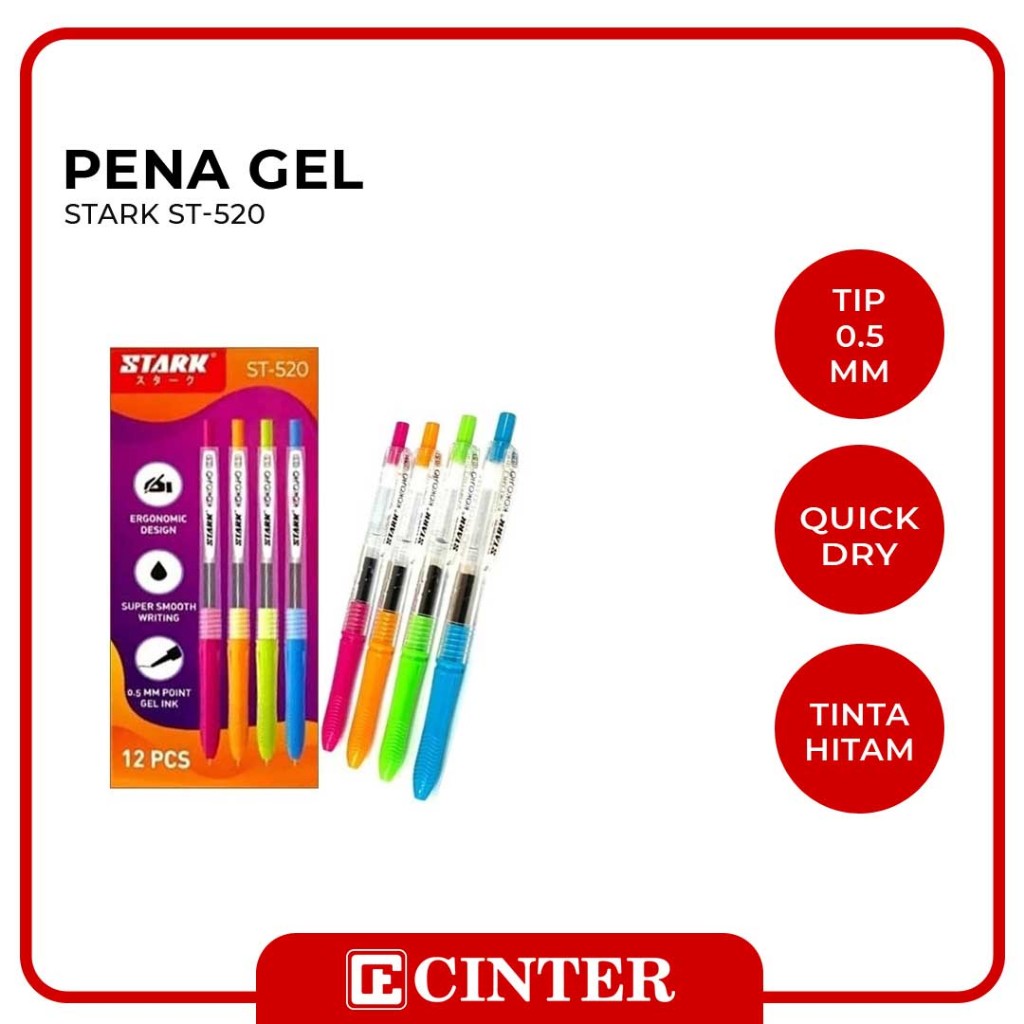 

STARK - PENA / PULPEN / KOKOHO PENA WARNA BARREL ST-520 GEL 0.5 MM BLACK