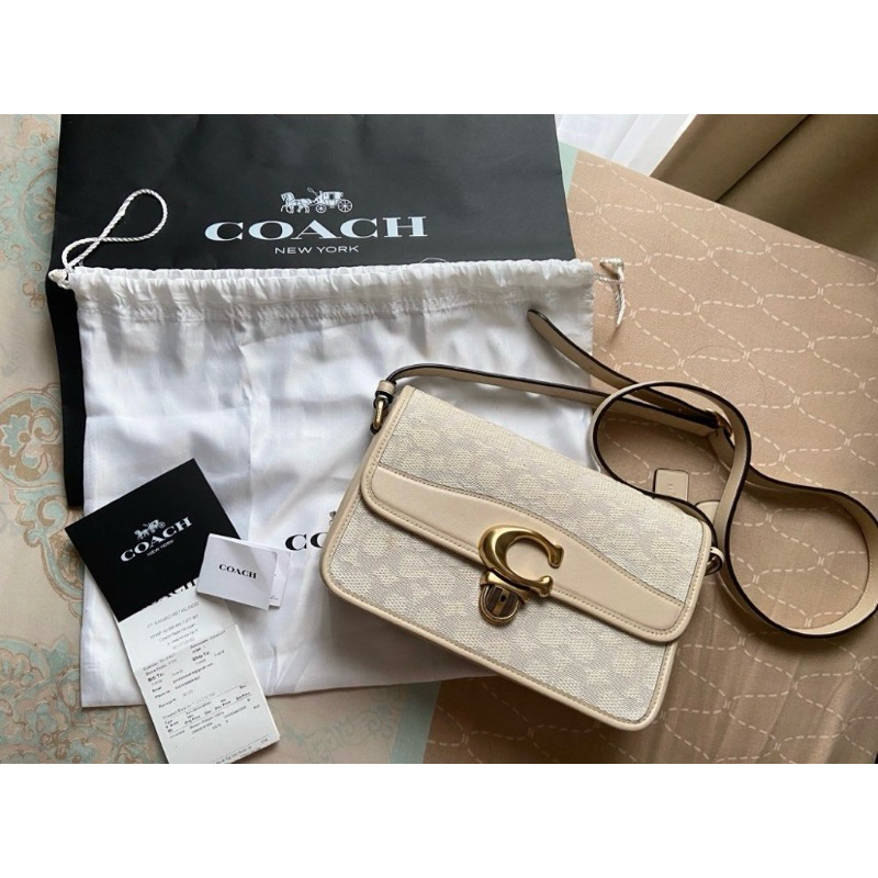 Preloved Tas Coach Studio Shoulder Bag in Signature Jacquard | Tas Coach Preloved 100% authentic bou