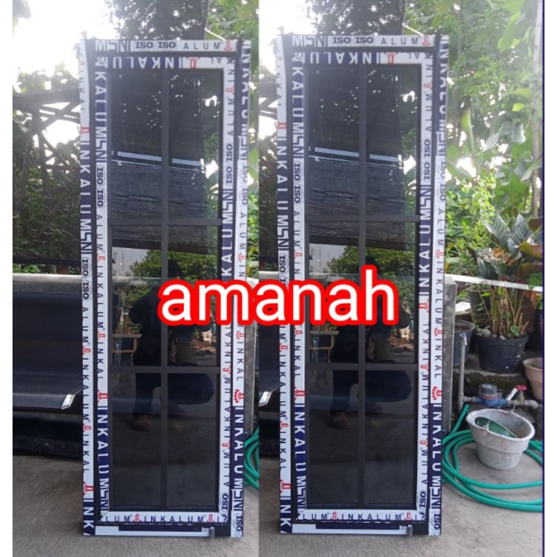 jendela aluminium L50X T200 casement  komplit free packing kayu