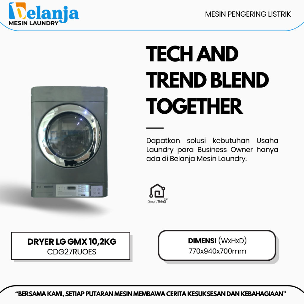 LG Giant Max Mesin Pengering Komersial 10,2kg CDG27RUOES Panel Bawah Tipe Listrik