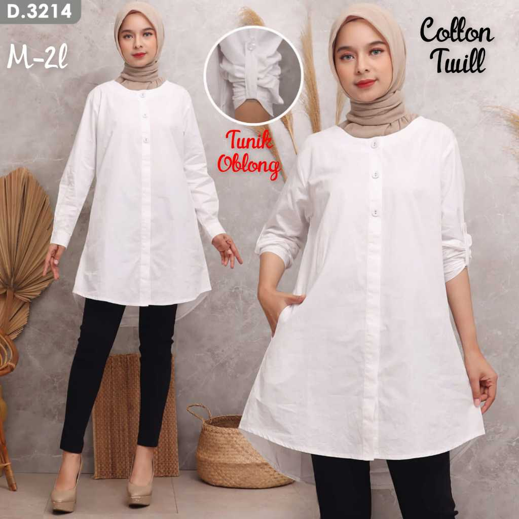 Baju Tunik Wanita Putih Polos Katun  Simpel