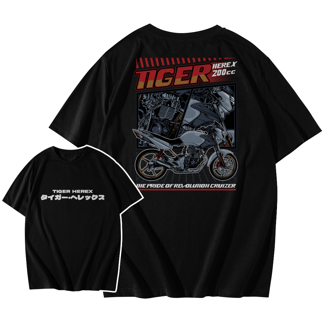 Kaos Motor Tiger Herex 200c New Red 001/ Kaos Tiger Herex Otomotif / Kaos Tiger Herex Modifikasi / B