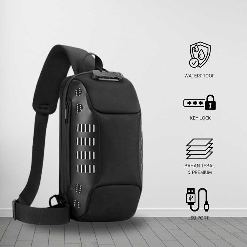 Tas Slingbag Import  We Power Tas Selempang Bahu Waterproof Anti Maling #3002