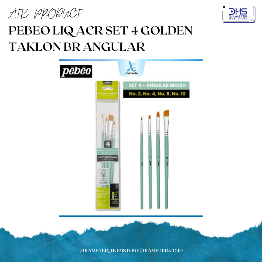 

Pebeo Liq Acr set 4 Golden Taklon Brush Angular