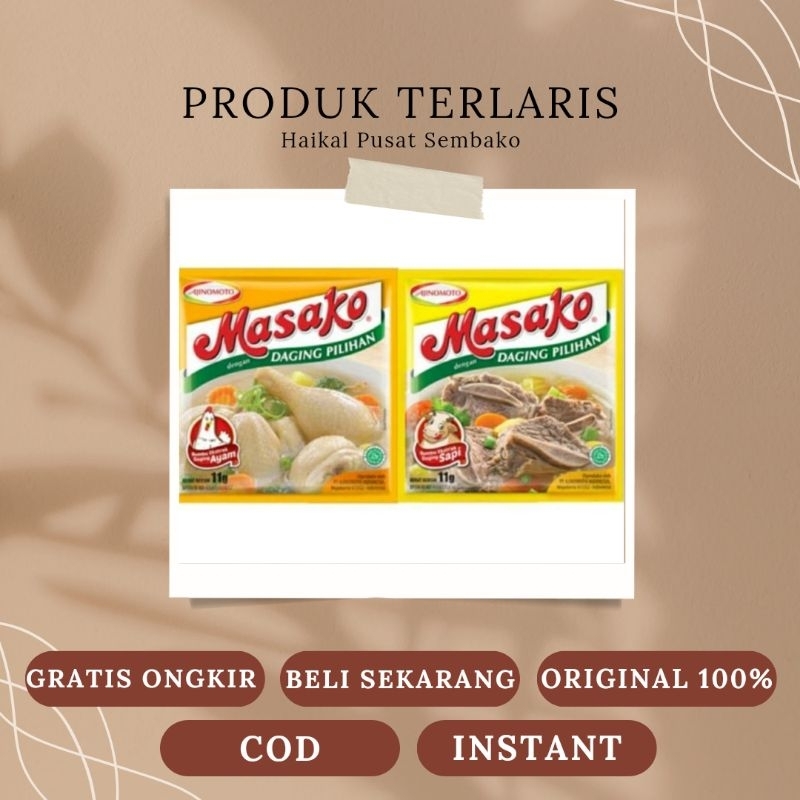 

MASAKO penyedap rasa ayam/sapi 1 renteng (Terbaru Original)