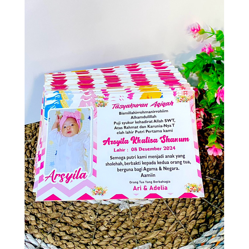 

UCAPAN AQIQAH TASYAKURAN 10x15cm / bestseller / Anti air / kartu ucapan syukuran / kartu ucapan tasyakuran