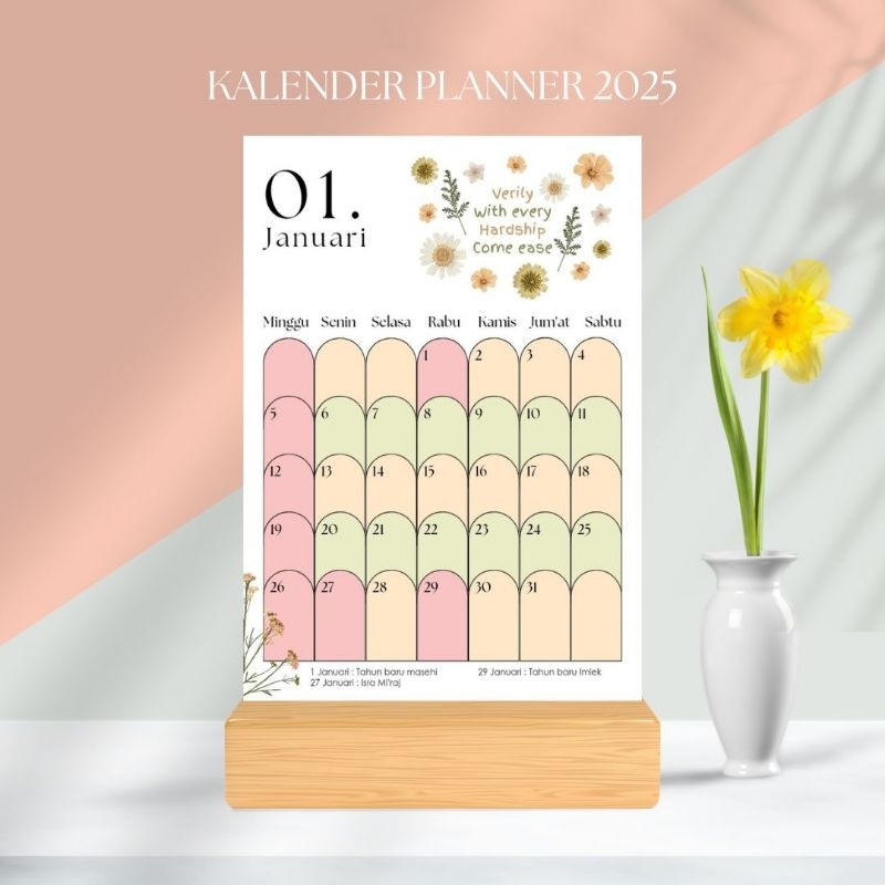 

KALENDER PLANNER 2025 MEJA / DUDUK AESTHETIC BLOOMING FLOWER