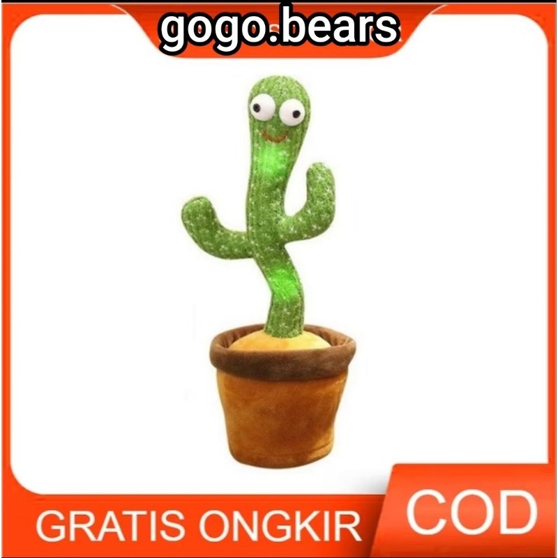 (SNI)Mainan Anak KAKTUS HIJAU KAKTUS DANCING Kaktus Joget kaktus Goyang Bicara Cactus Boneka Kaktus 