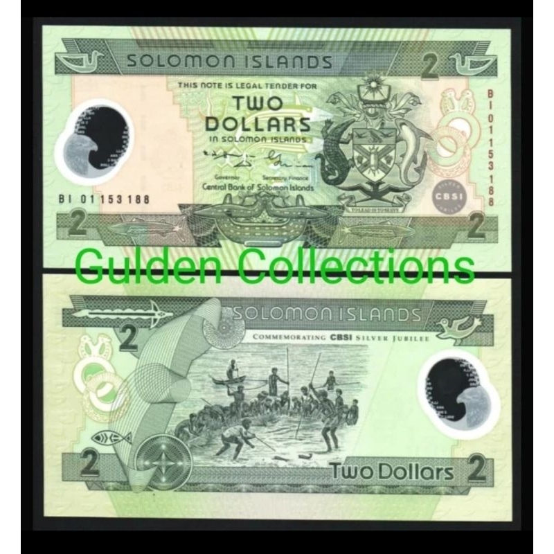 Solomon island 2 dollar polymer UNC