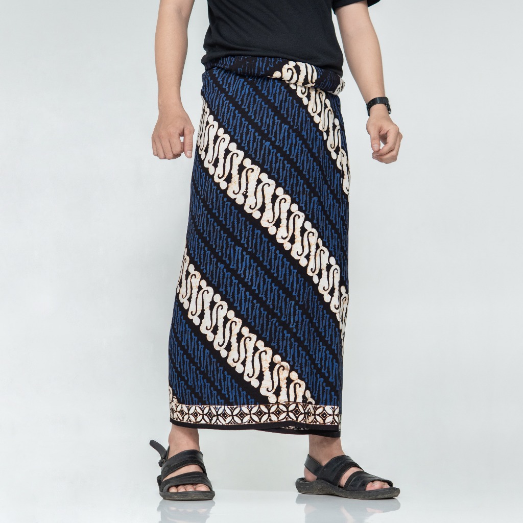 Selikur - Sarung Batik Cap Bahan Rayon Premium Motif Kekinian Warna Biru Santri Pria Wanita Dewasa