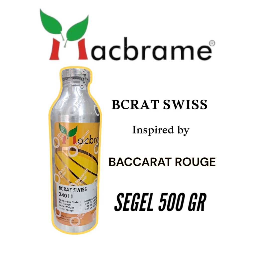 (500 GRAM) BCRAT SWISS MACBRAME. BACCARAT SEGEL 500 GRAM MACBRAME. BIBIT PARFUM MURNI