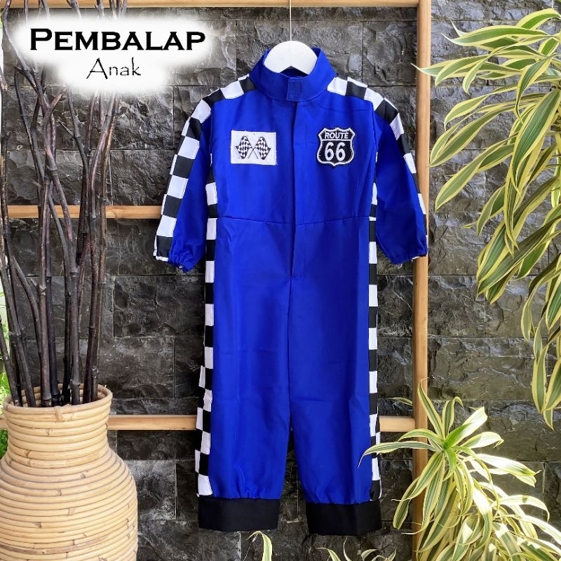 wearpack pembalap biru elektrik/kostum pembalap anak/baju pembalap anak/wearpack pembalap anak