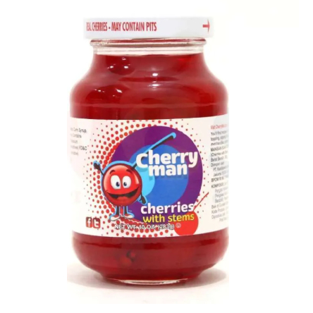

red cherry maraschino with stem cherryman 283