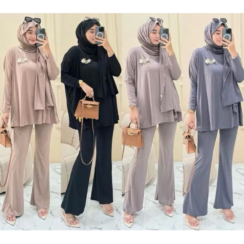 SASERA  ONE SET PASMINA BATWING JUMBO JERSEY PREMIUM