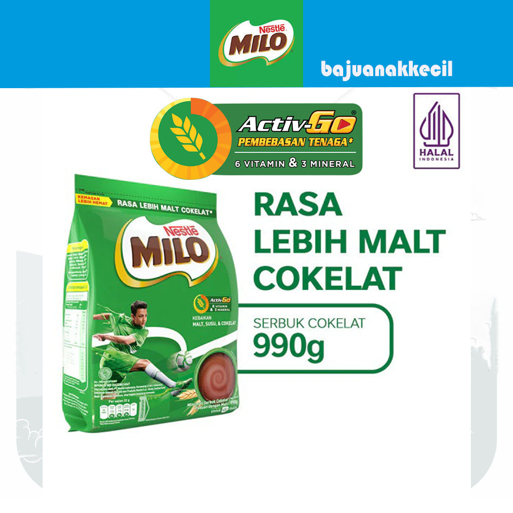 

Milo Activ Go Susu Bubuk Coklat Pouch 990g Powder Rasa Cokelat Nestle