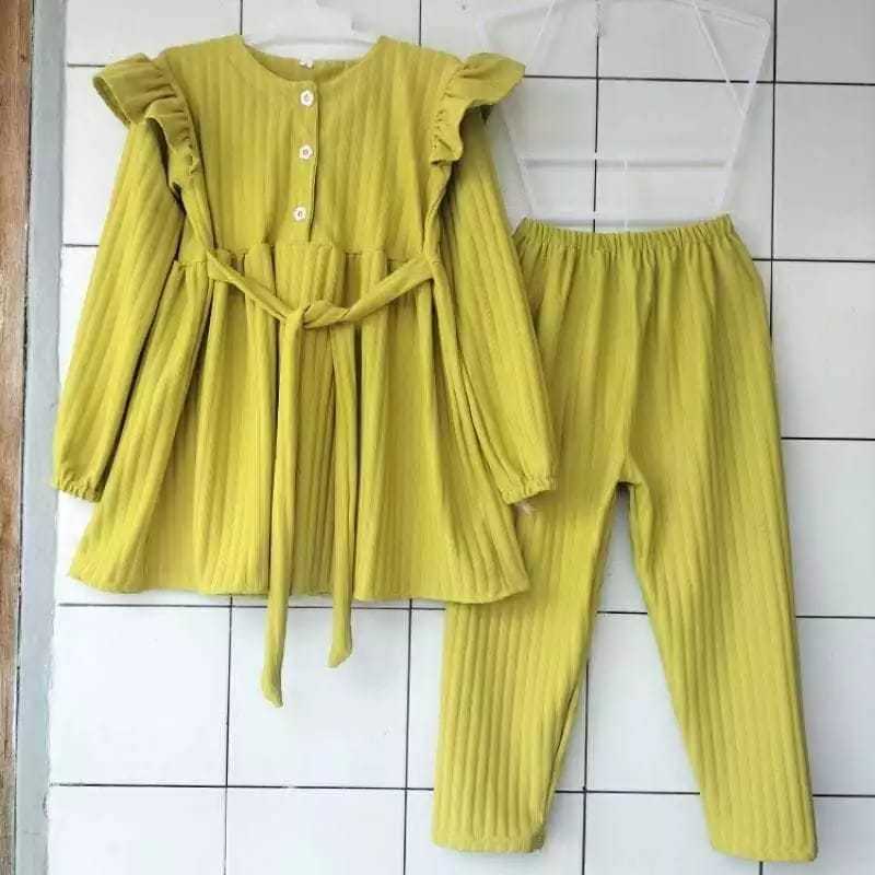 SETELAN NAURA ANAK PEREMPUAN KNIT HORNET  setelan anak cewek 3-4 tahun 5-6 tahun 7-9 tahun  one set 