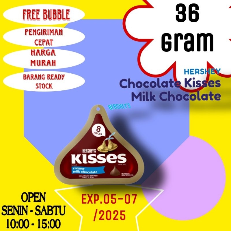 

Hershey Chocolate Kisses Creamy Milk / Coklat Susu 36 Gr