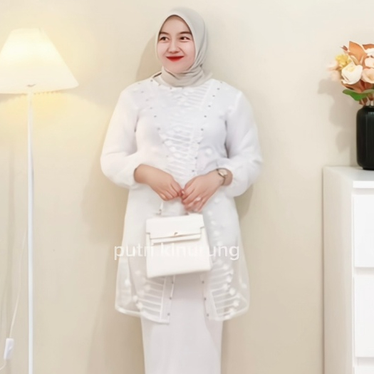 Outer Tunik Brukat Organza Etnik Sapto Bridesmaid Brokat Cardigan Kondangan Premium Motif Random
