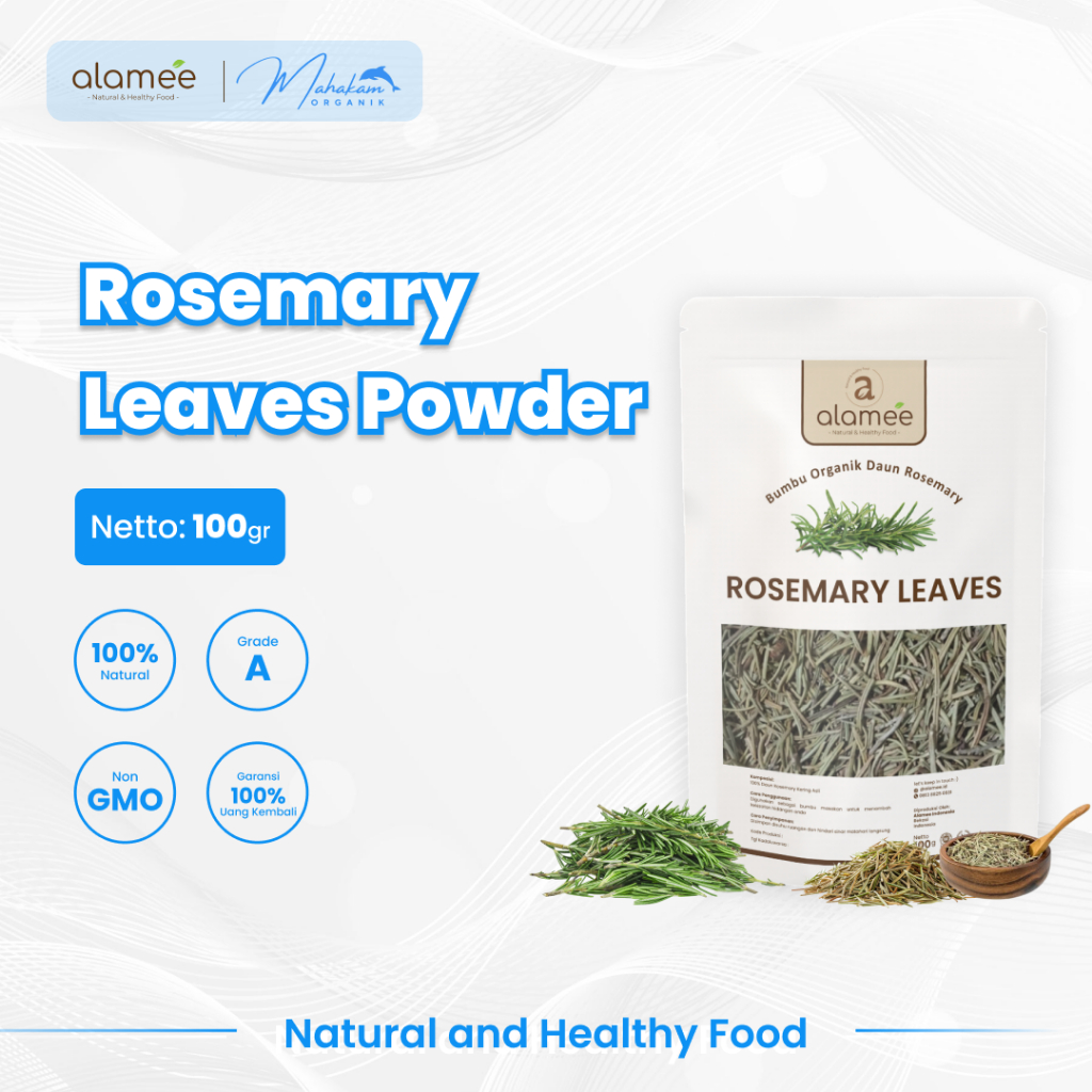 

ALAMEE Rosemary Leaves Daun Kering Dried Flakes Organik Garnish Bumbu Steak Garnis 100 Gram