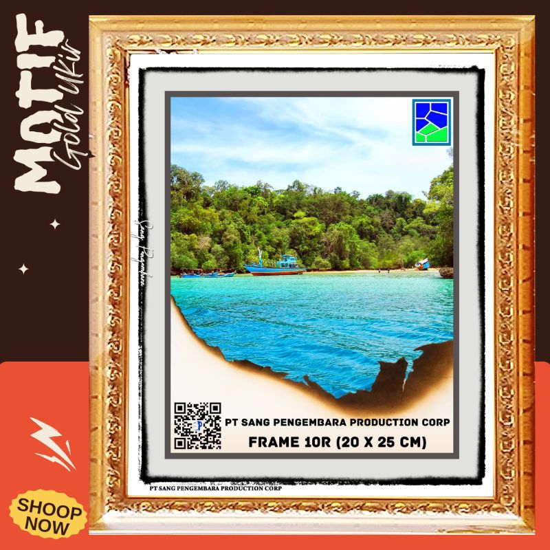 Bingkai Foto 10R Ukiran Emas Frame Foto Fiber Pigura Motif Ukir Silver Gold Putih Murah