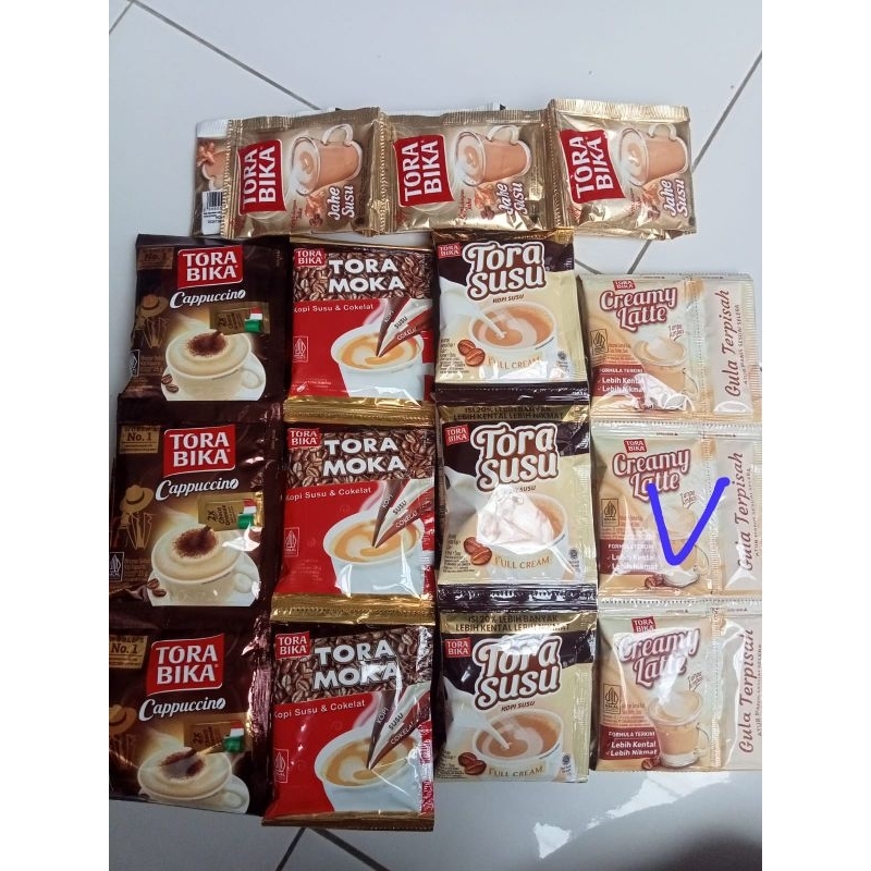 

kopi Torabika Susu, Moka, Cappucino, Jahe susu, Creamy latte 1 renteng ( isi 10)