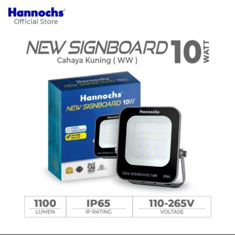 Hannocs Led Flood Light New Signboard 10 Watt Cahaya Putih