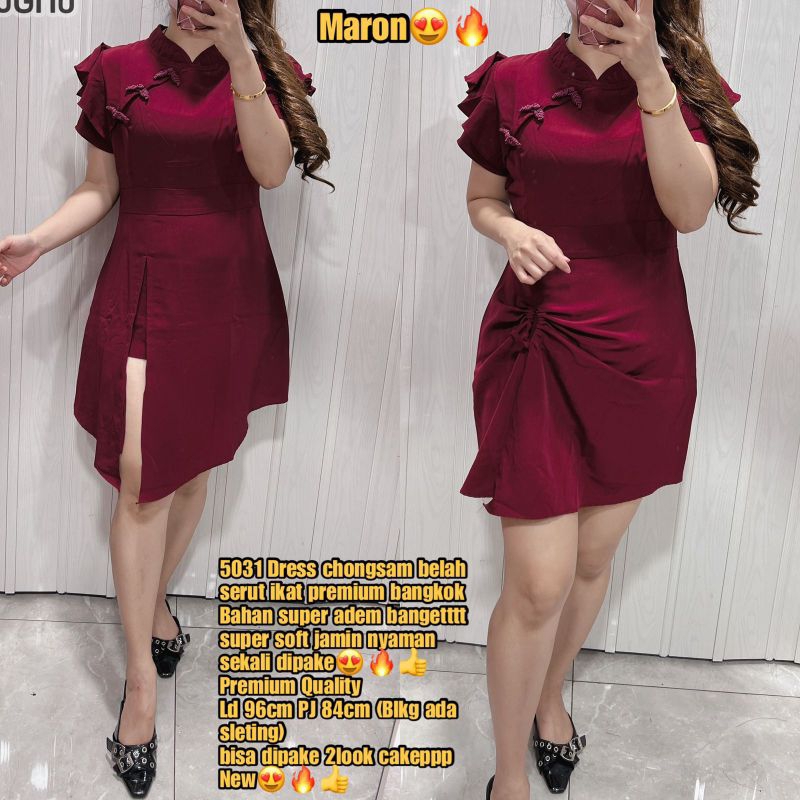 5031 restok dress chongsam belah serut import