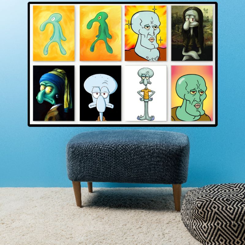 stiker dinding mahakarya squidward spongebob