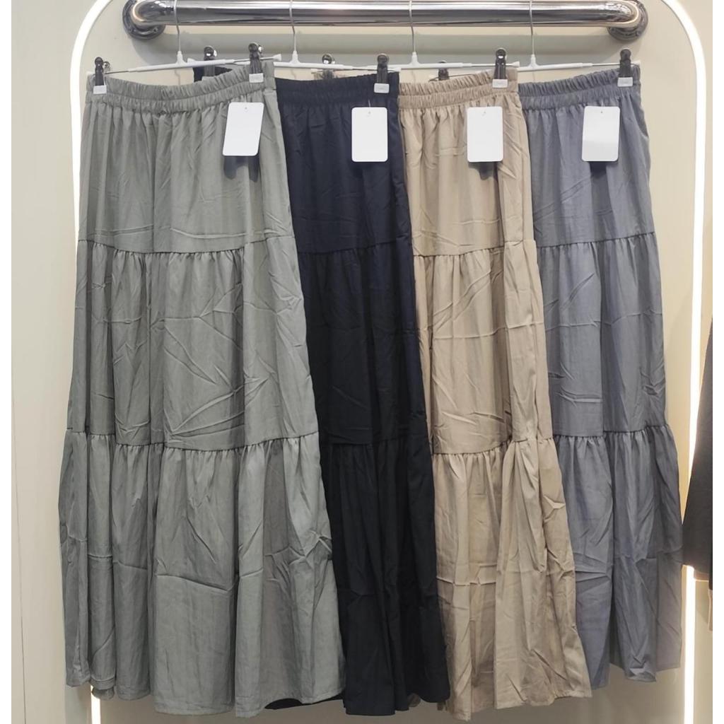 SKIRT IMPORT RUFFLE/ROK PANJANG WANITA /ROK UNIQLO