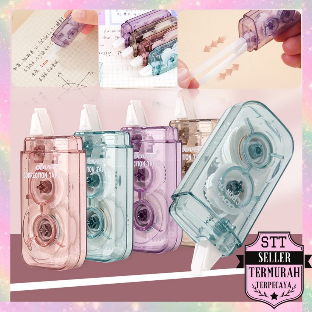 

STT Correction Tape Smoky Color 3 Meter Students Stationary School Supplies Multiple Color 3M Penghapus Pena Roll Kertas