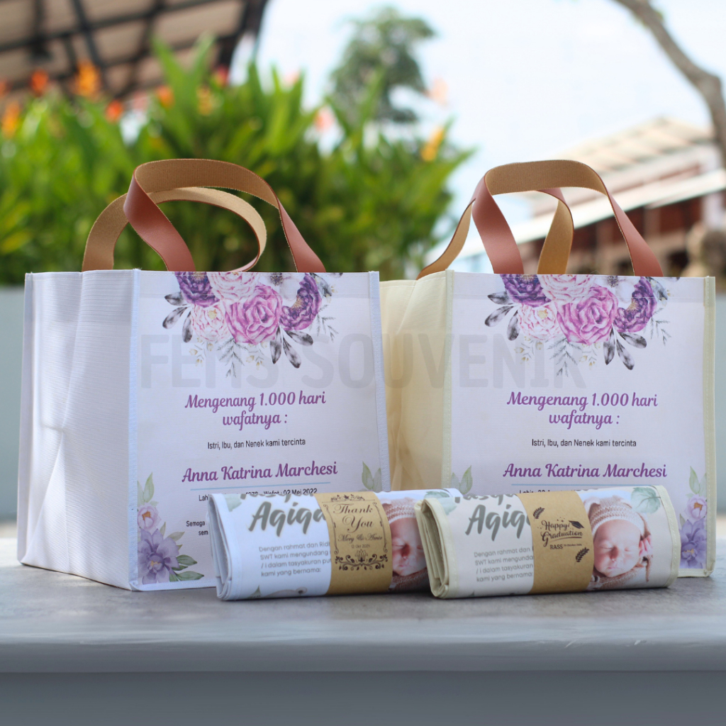 Tas tasyakuran BUNNY BAG PRINT SIZE L Tas hajatan pernikahan, souvenir wedding muat kotak makan 22x2