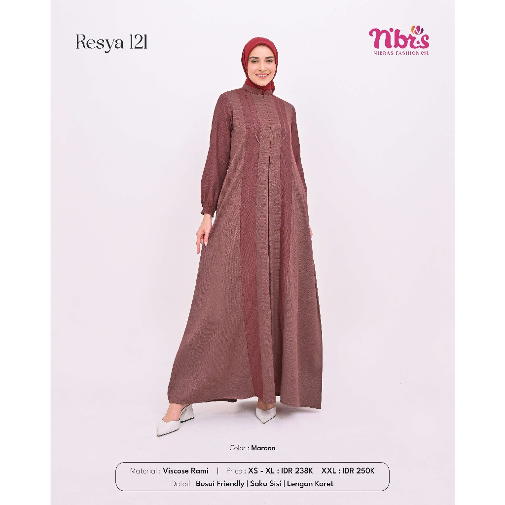 NIBRAS RESYA 121 / GAMIS POLOS / GAMIS WARNA MAROON