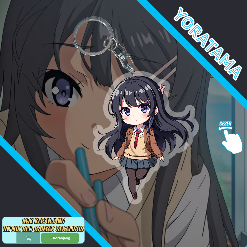 Gantungan Kunci Mai Sakurajima Seishun Buta Yarou, Keychain Anime Lucu