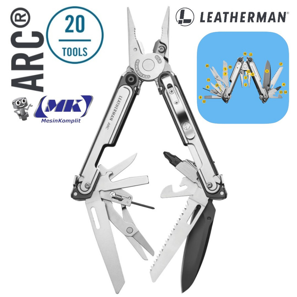 Leatherman ARC Best Multi 20 Tools Pisau Lipat Outdoor Survival Kit