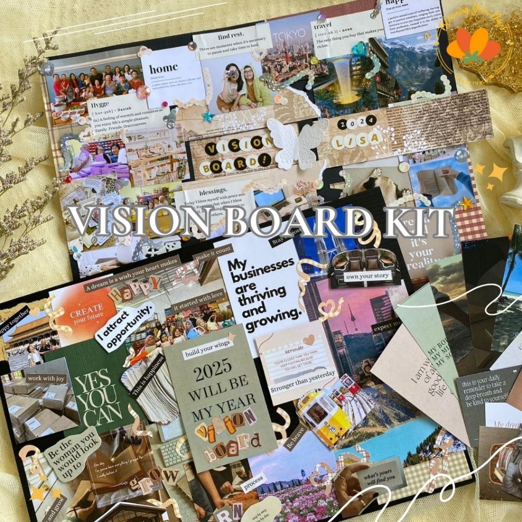 

Blooming Your Days Vision Board 2025 planner board papan rencana papan mimpi dream board scrapbooking journaling